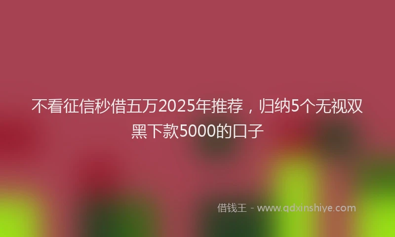 不看征信秒借五万2025年推荐，归纳5个无视双黑下款5000的口子