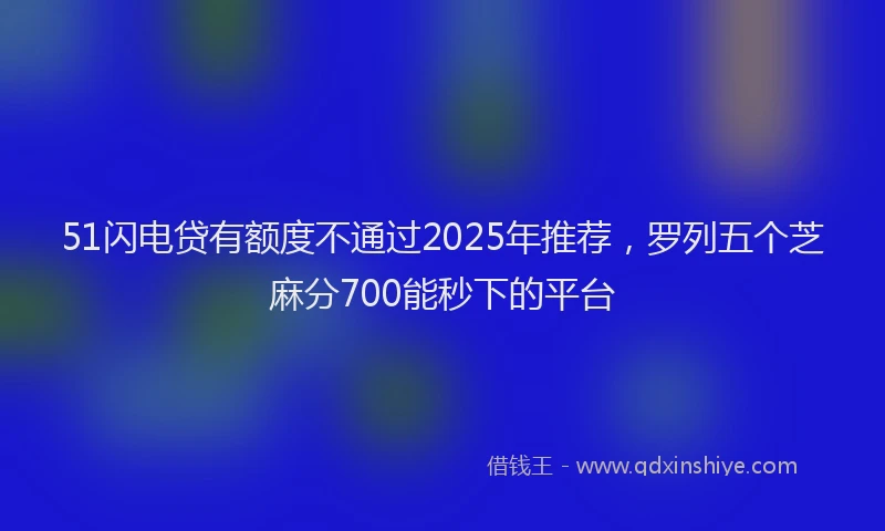 51闪电贷有额度不通过2025年推荐，罗列五个芝麻分700能秒下的平台
