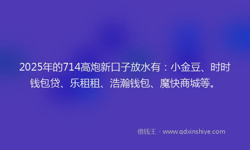 2025年的714高炮新口子放水有：小金豆、时时钱包贷、乐租租、浩瀚钱包、魔快商城等。
