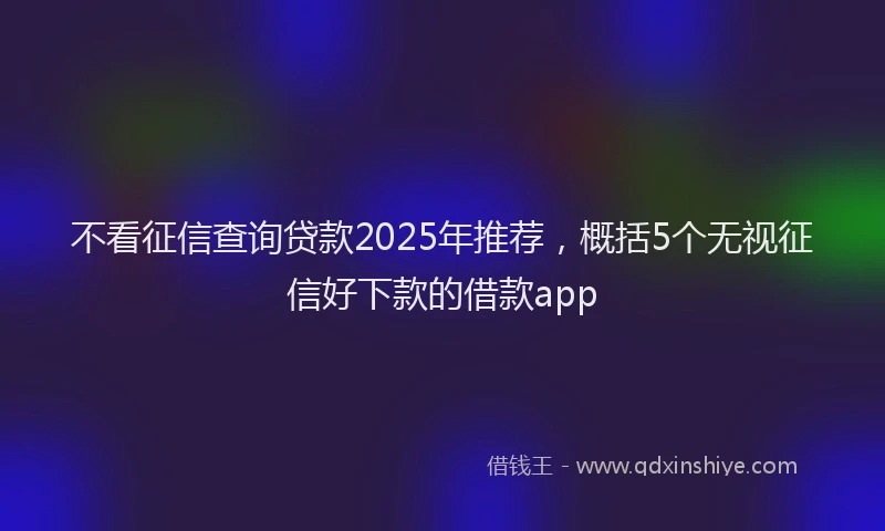 不看征信查询贷款2025年推荐，概括5个无视征信好下款的借款app