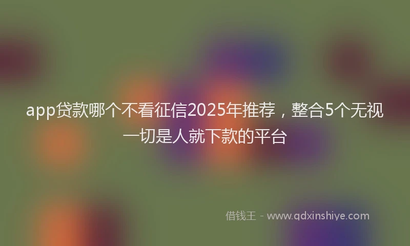app贷款哪个不看征信2025年推荐，整合5个无视一切是人就下款的平台