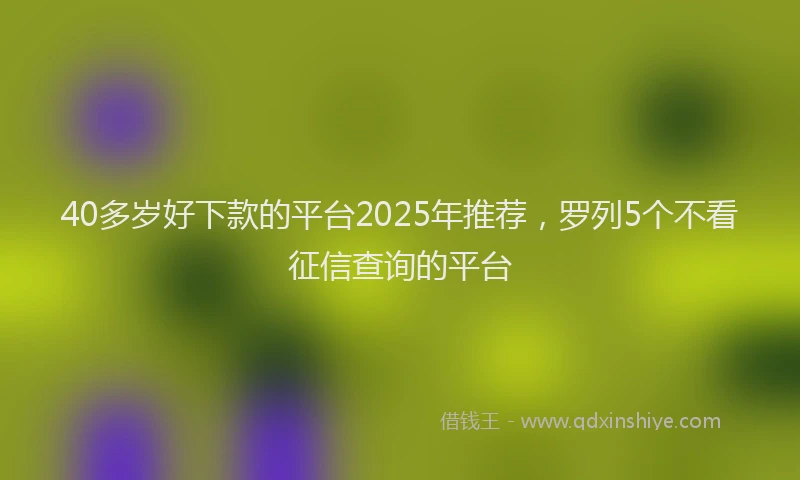 40多岁好下款的平台2025年推荐，罗列5个不看征信查询的平台
