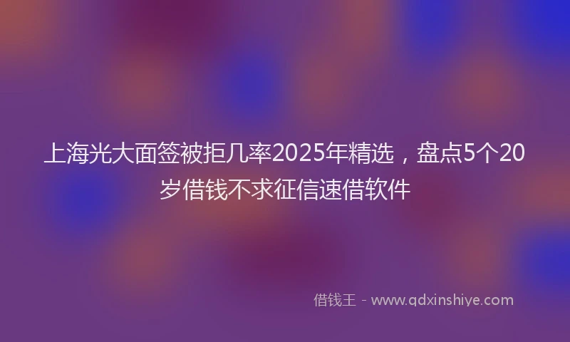 上海光大面签被拒几率2025年精选，盘点5个20岁借钱不求征信速借软件