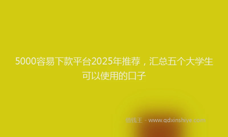 5000容易下款平台2025年推荐，汇总五个大学生可以使用的口子