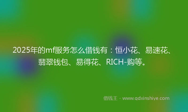 2025年的mf服务怎么借钱有：恒小花、易速花、翡翠钱包、易得花、RICH-购等。