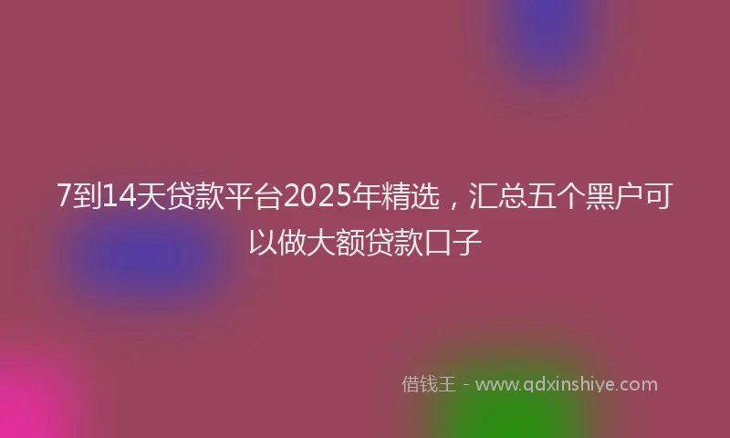 7到14天贷款平台2025年精选，汇总五个黑户可以做大额贷款口子