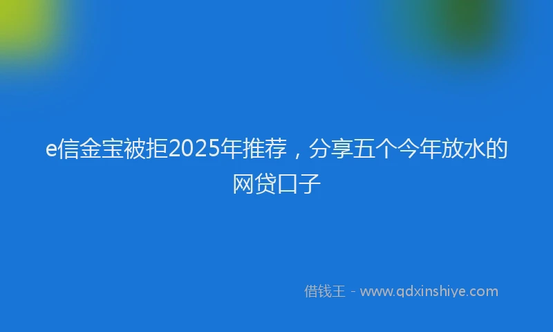 e信金宝被拒2025年推荐，分享五个今年放水的网贷口子