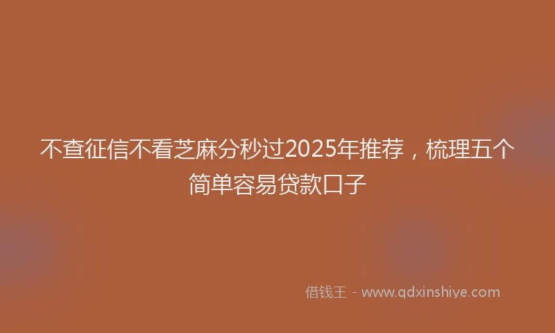 不查征信不看芝麻分秒过2025年推荐，梳理五个简单容易贷款口子