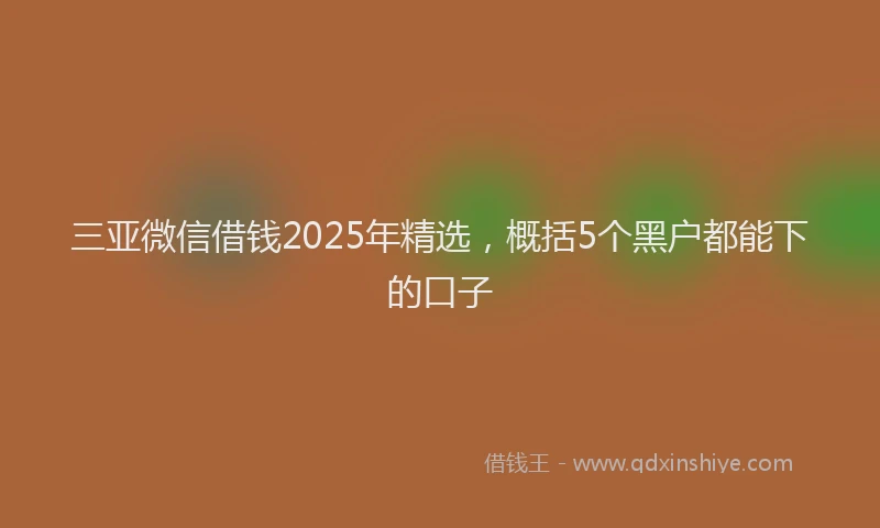 三亚微信借钱2025年精选，概括5个黑户都能下的口子