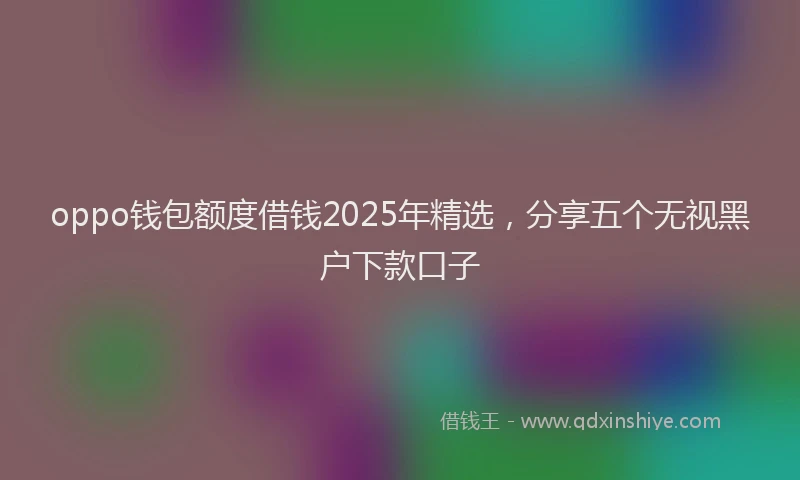 oppo钱包额度借钱2025年精选，分享五个无视黑户下款口子