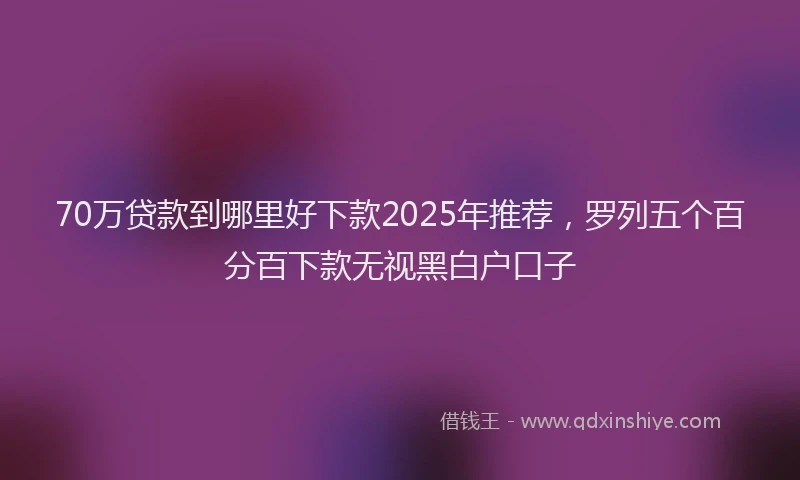 70万贷款到哪里好下款2025年推荐，罗列五个百分百下款无视黑白户口子