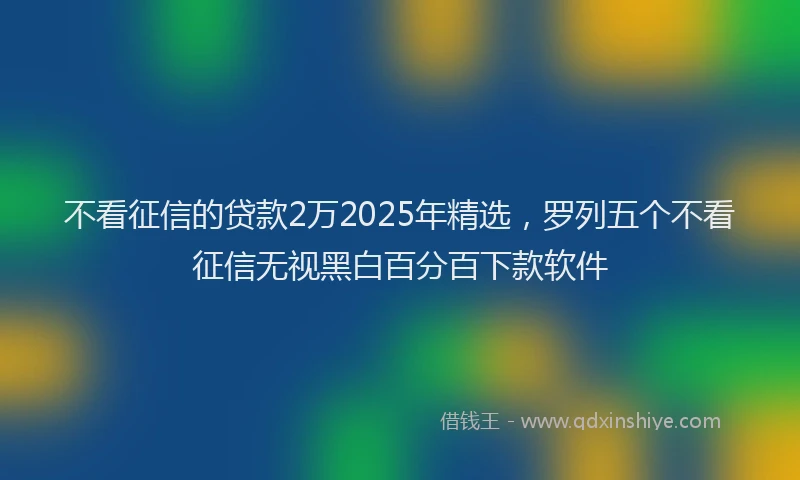 不看征信的贷款2万2025年精选，罗列五个不看征信无视黑白百分百下款软件