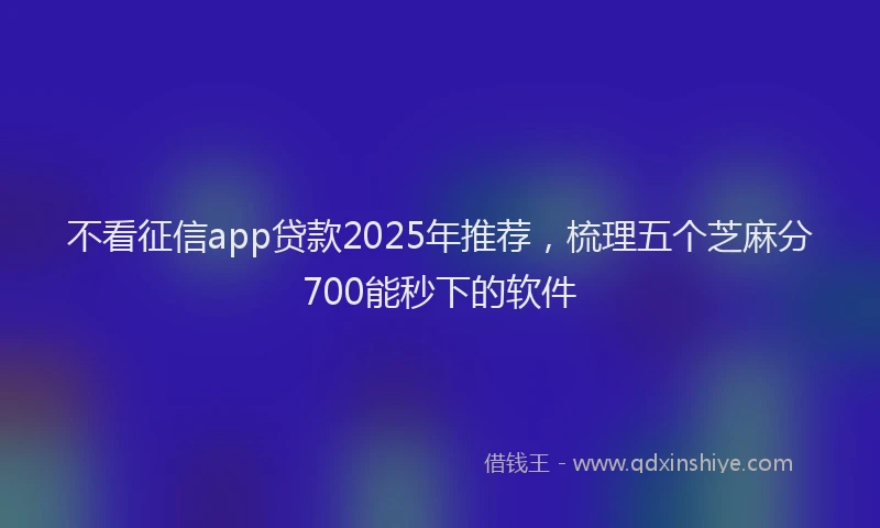 不看征信app贷款2025年推荐，梳理五个芝麻分700能秒下的软件