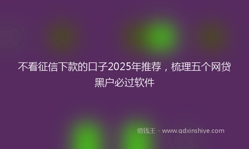 不看征信下款的口子2025年推荐，梳理五个网贷黑户必过软件
