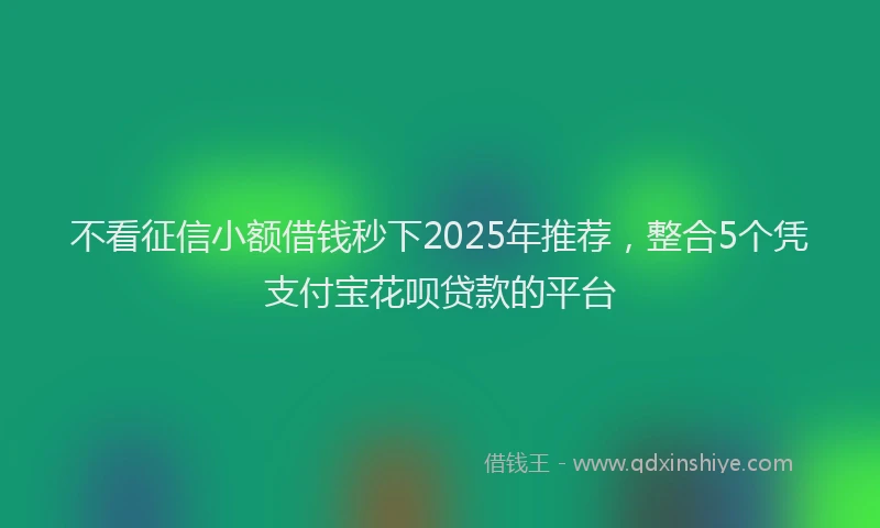 不看征信小额借钱秒下2025年推荐，整合5个凭支付宝花呗贷款的平台
