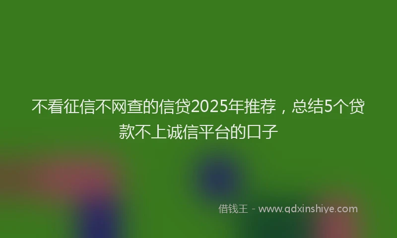 不看征信不网查的信贷2025年推荐，总结5个贷款不上诚信平台的口子