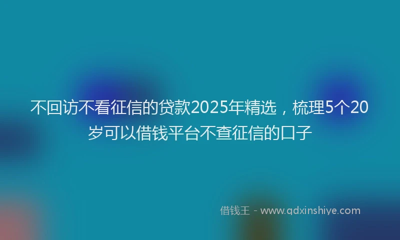 不回访不看征信的贷款2025年精选，梳理5个20岁可以借钱平台不查征信的口子