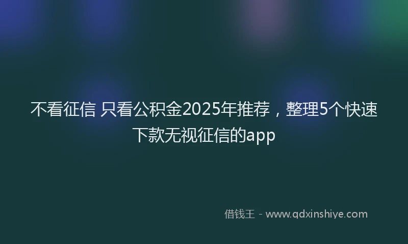 不看征信 只看公积金2025年推荐，整理5个快速下款无视征信的app
