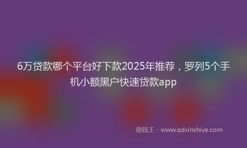 6万贷款哪个平台好下款2025年推荐，罗列5个手机小额黑户快速贷款app