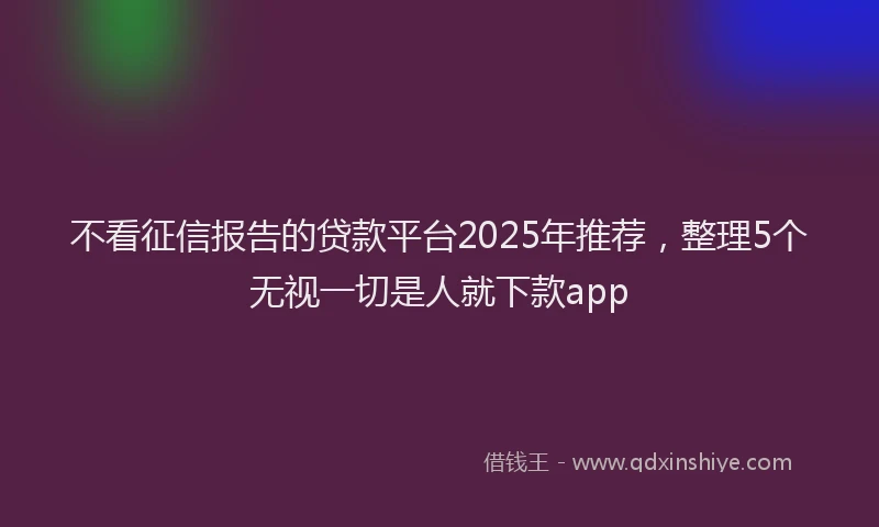 不看征信报告的贷款平台2025年推荐，整理5个无视一切是人就下款app