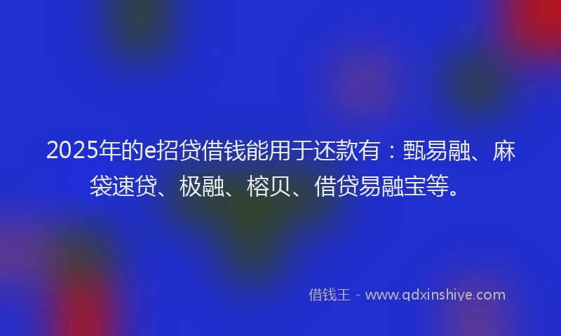 2025年的e招贷借钱能用于还款有：甄易融、麻袋速贷、极融、榕贝、借贷易融宝等。
