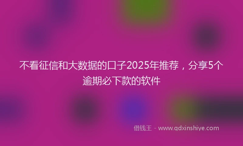 不看征信和大数据的口子2025年推荐，分享5个逾期必下款的软件