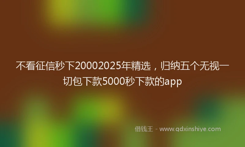 不看征信秒下20002025年精选，归纳五个无视一切包下款5000秒下款的app