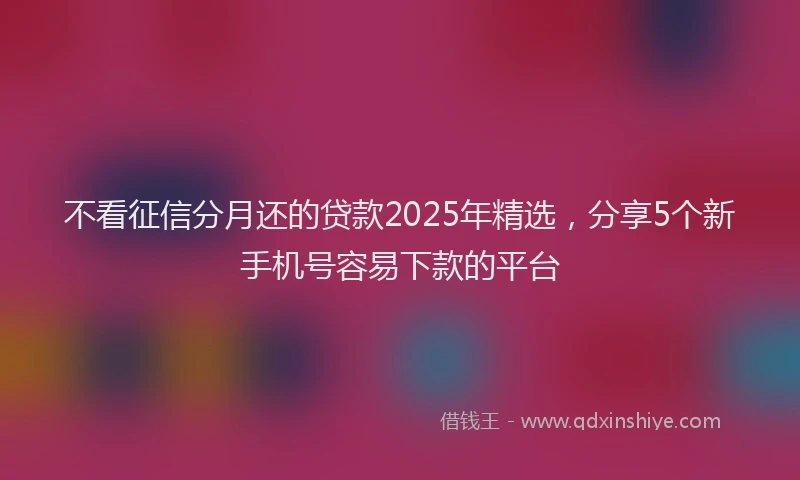 不看征信分月还的贷款2025年精选，分享5个新手机号容易下款的平台