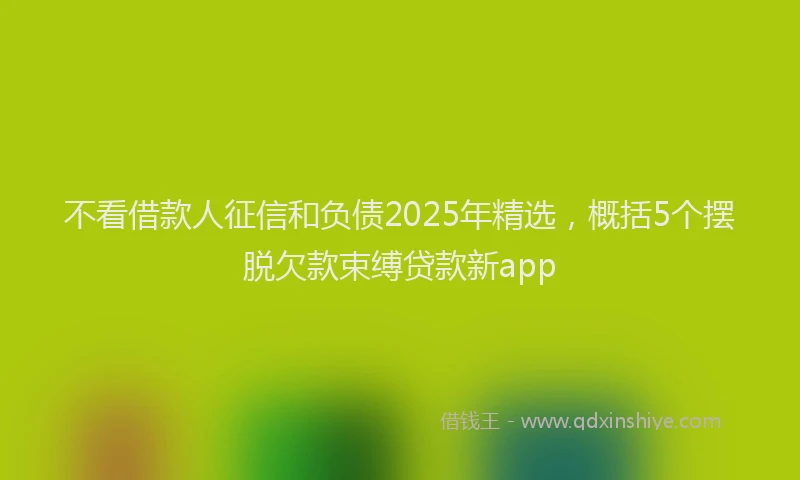不看借款人征信和负债2025年精选，概括5个摆脱欠款束缚贷款新app