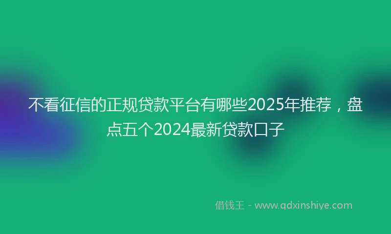 不看征信的正规贷款平台有哪些2025年推荐，盘点五个2024最新贷款口子