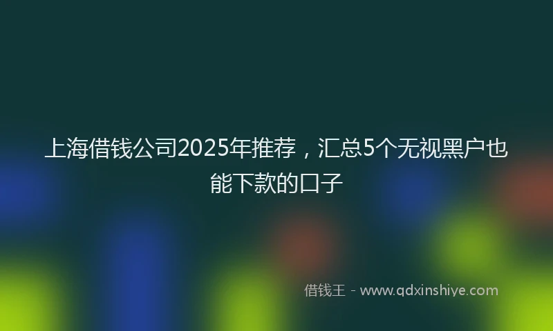上海借钱公司2025年推荐，汇总5个无视黑户也能下款的口子