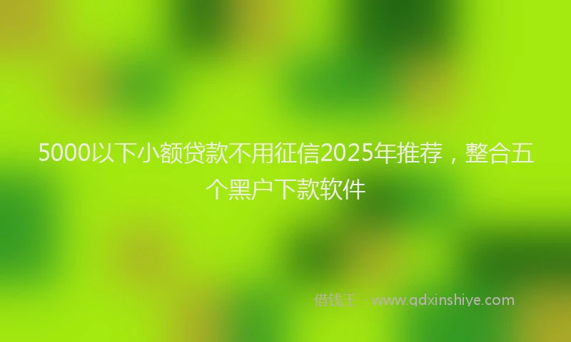 5000以下小额贷款不用征信2025年推荐，整合五个黑户下款软件