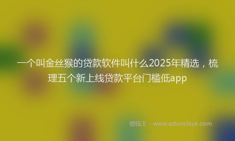 一个叫金丝猴的贷款软件叫什么2025年精选，梳理五个新上线贷款平台门槛低app