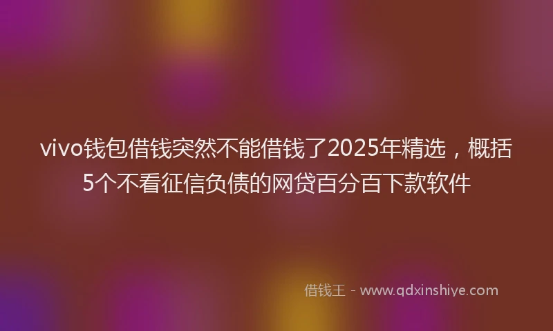 vivo钱包借钱突然不能借钱了2025年精选，概括5个不看征信负债的网贷百分百下款软件