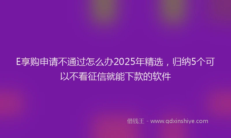 E享购申请不通过怎么办2025年精选，归纳5个可以不看征信就能下款的软件