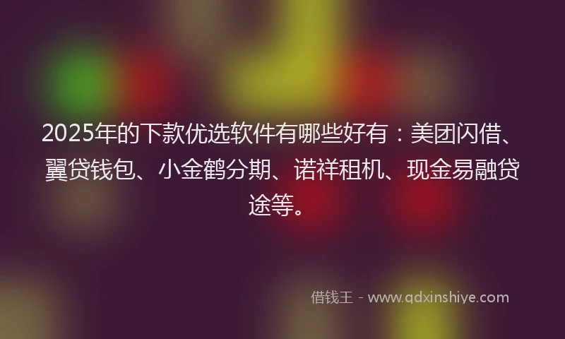 2025年的下款优选软件有哪些好有：美团闪借、翼贷钱包、小金鹤分期、诺祥租机、现金易融贷途等。
