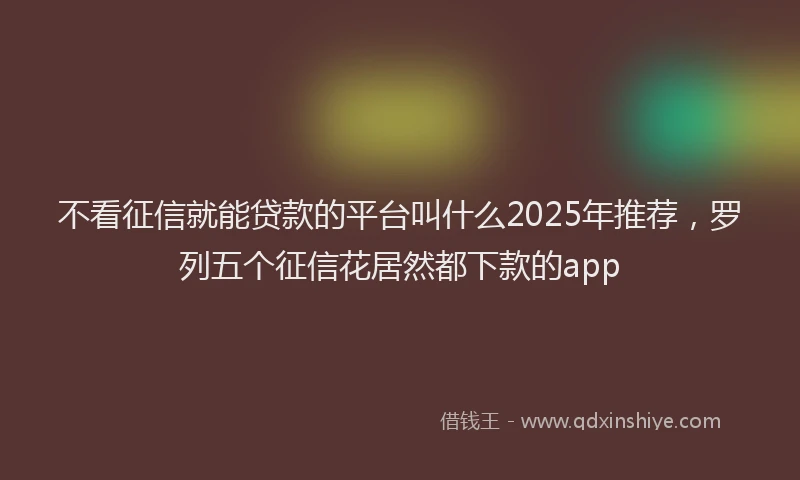 不看征信就能贷款的平台叫什么2025年推荐，罗列五个征信花居然都下款的app