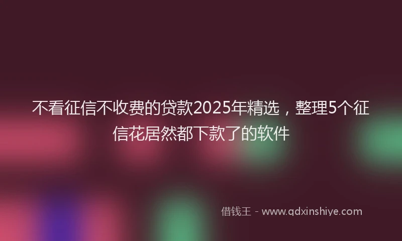 不看征信不收费的贷款2025年精选，整理5个征信花居然都下款了的软件