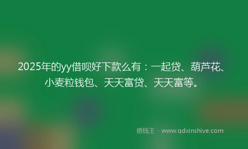 2025年的yy借呗好下款么有：一起贷、葫芦花、小麦粒钱包、天天富贷、天天富等。