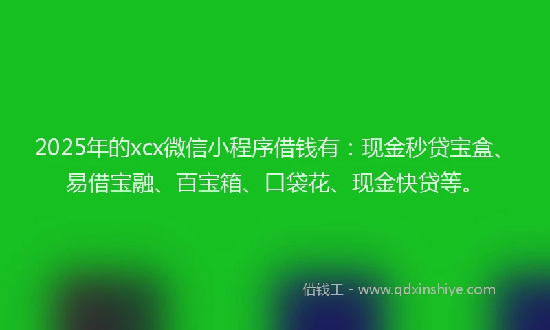 2025年的xcx微信小程序借钱有：现金秒贷宝盒、易借宝融、百宝箱、口袋花、现金快贷等。