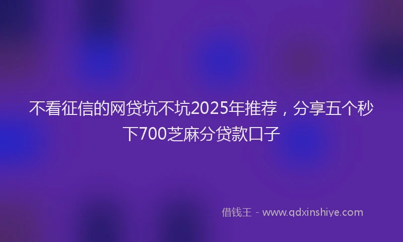 不看征信的网贷坑不坑2025年推荐，分享五个秒下700芝麻分贷款口子
