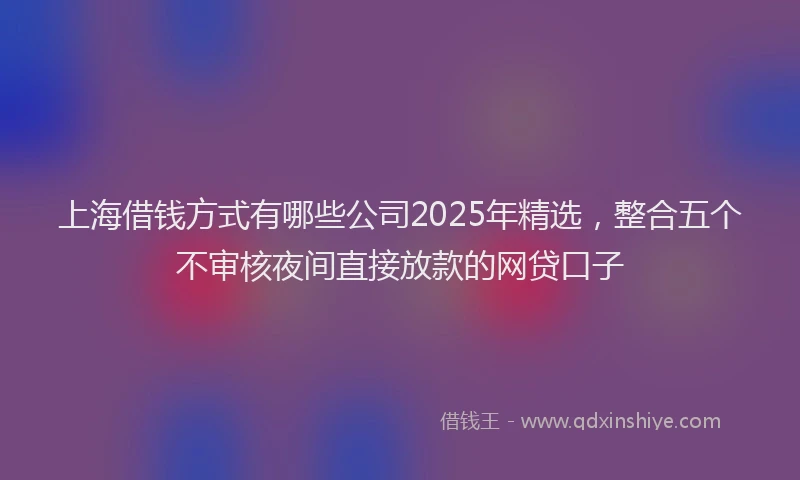 上海借钱方式有哪些公司2025年精选，整合五个不审核夜间直接放款的网贷口子