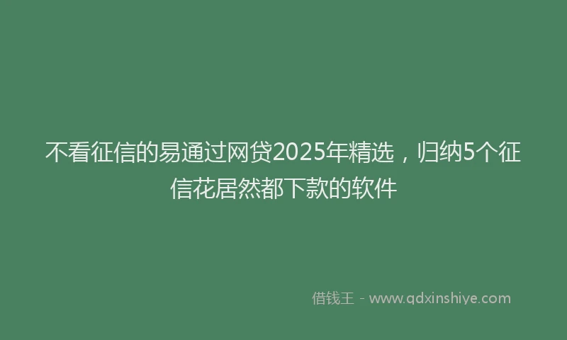 不看征信的易通过网贷2025年精选，归纳5个征信花居然都下款的软件