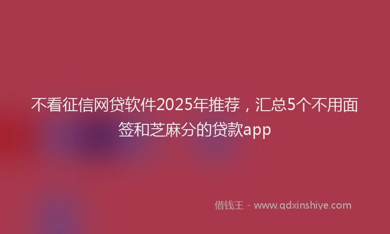 不看征信网贷软件2025年推荐，汇总5个不用面签和芝麻分的贷款app