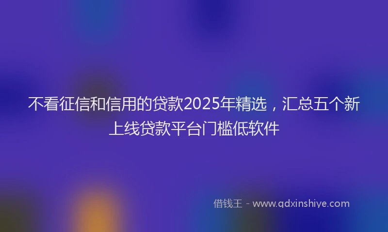 不看征信和信用的贷款2025年精选，汇总五个新上线贷款平台门槛低软件