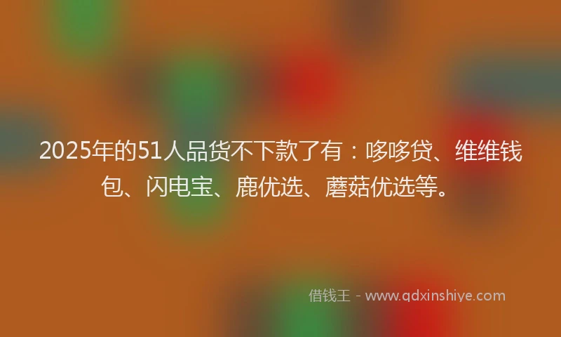2025年的51人品货不下款了有：哆哆贷、维维钱包、闪电宝、鹿优选、蘑菇优选等。