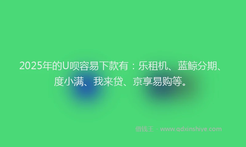 2025年的U呗容易下款有：乐租机、蓝鲸分期、度小满、我来贷、京享易购等。