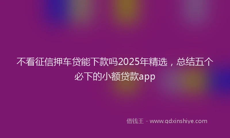 不看征信押车贷能下款吗2025年精选，总结五个必下的小额贷款app