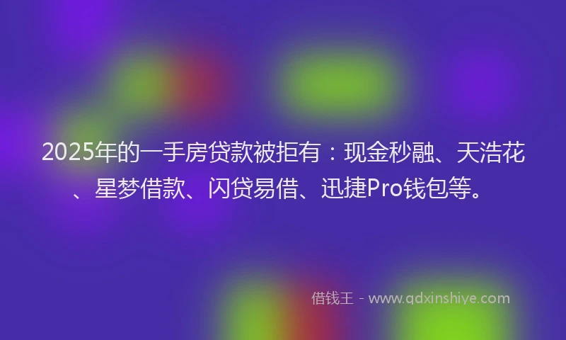 2025年的一手房贷款被拒有：现金秒融、天浩花、星梦借款、闪贷易借、迅捷Pro钱包等。