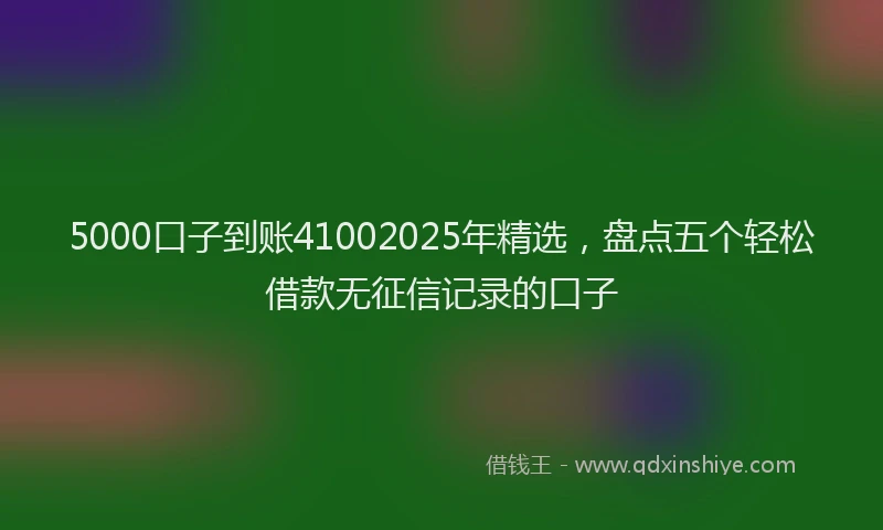 5000口子到账41002025年精选，盘点五个轻松借款无征信记录的口子